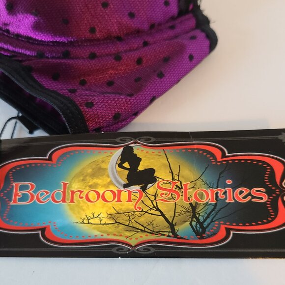 BEDROOM STORIES POLKA DOT&LACE BRALETTE- UNDER WIRE-MAGENTA /BLACK - SIZE MEDIUM - Picture 2 of 8